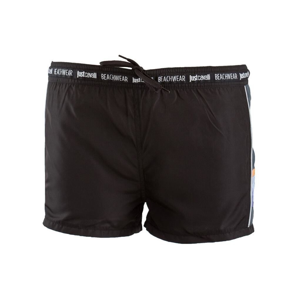 New Just Cavalli Men XS / 46 Black Swimming Trunks Short Beach Shorts Bck Pocket